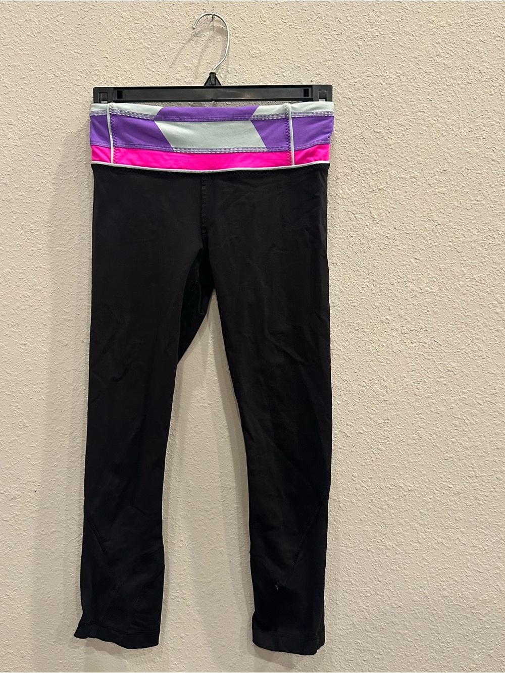 Lululemon Leggings Size 4 Black Colorblock Pink Purple Yoga Pants